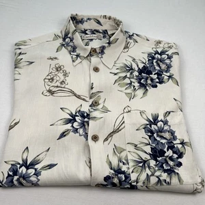 Karibik Hemd Herren L Seide Hawaii Camp Hemd Blumen Tropical Aloha Island - Bild 1 von 10