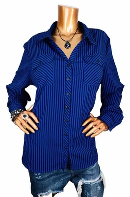 Studio Works 2 X плюс верхний новый с Ярлыками $54 эластичной полоски синий черный кнопка вверх рубашка блузка - Изображение 1 из 4