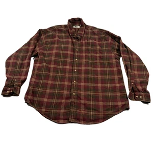 REI Mens Red Brown Flannel Shirt Plaid Long Sleeve Button Outdoor Cotton Sz XL - Picture 1 of 8