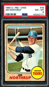 1968 TOPPS OPC O PEE CHEE MLB #78 Jim Northrup PSA 8 NM-MINT Detroit Tigers Card - Picture 1 of 2