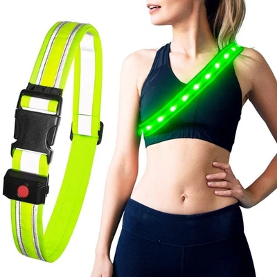 LED Running Belt USB Rechargeable LED Waist High Visibility Reflective Gear G... - Image 1 of 4