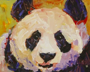 Panda High Resolution Print of Original Fine Art Watercolor by Ron Krajewski - Picture 1 of 8