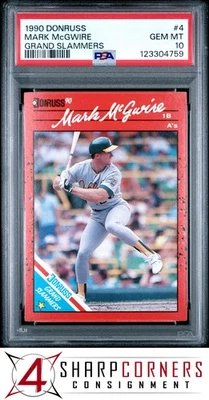 1990 DONRUSS #4 MARK McGWIRE ATHLETICS GRAND SLAMMERS PSA 10 - Image 1 of 3