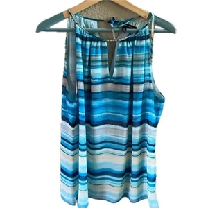 WHBM Washed-Stripe Shell Blue Mirage Size Medium - Picture 1 of 7
