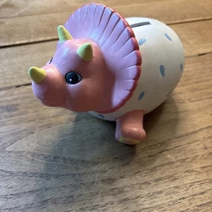 Vintage BABY PINK TRICERATOPS Dinosaur Coin Piggy Bank - Picture 1 of 7