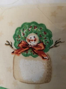 Vintage Schneemann mit Stern und Kranz Stoffbahn zuschneiden und nähen (10) - Bild 1 von 4