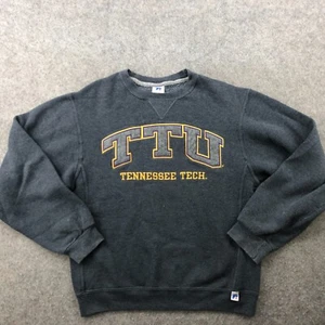 Vintage Tennessee Tech Golden Eagles Sweatshirt Men Small Gray Spell Out Fleece - Picture 1 of 10