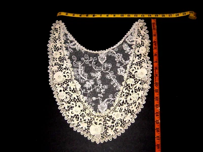 Antique Lg. Bridal Dress Front Piece? Lace  18" x 14"/White-& off-White/NICE! - Image 1 of 4