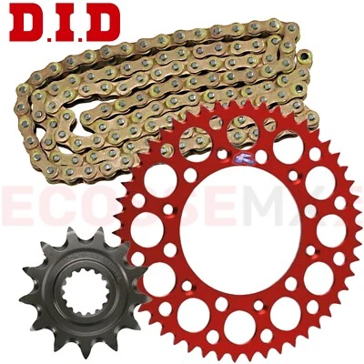 DID GOLD GB ERT3 VX3 X-RING CHAIN AND RENTHAL SPROCKET KIT Honda CRF450R 2002-2023 DID KETTE (WAHL) VERMIETEN ROT VORNE & HINTEN KETTENRAD KIT