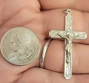 Vintage Beautiful Detailed Sterling Silver Cross Crucifix Pendant PetetheGreek - Picture 1 of 4