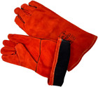 1 x Welding Gloves Long Leather Gauntlets Heat Resistant Lined MIG ARC Welders