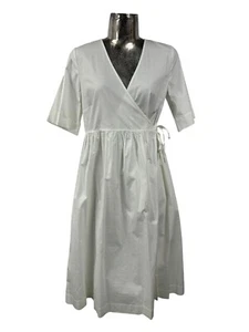 FOIL Wrap Dress Size Medium 12 Ivory White Cotton Side Tie Women NEW EU40 RRP£99 - Picture 1 of 13