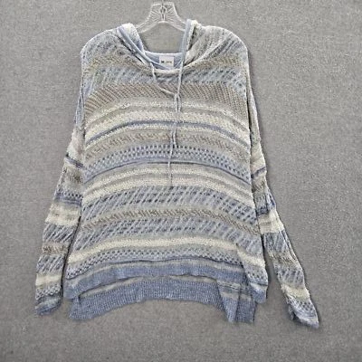 Abercrombie & Fitch Women Hoodie M/L Blue Cotton Nylon Viscose Striped - Image 1 of 4