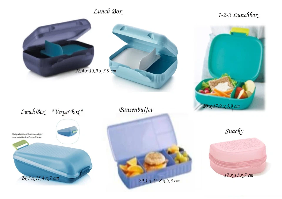 Tupperware Lunch-Box, 1-2-3 Lunchbox, Vesper-Box, Pausenbuffet, Snacky - Bild 1 von 1
