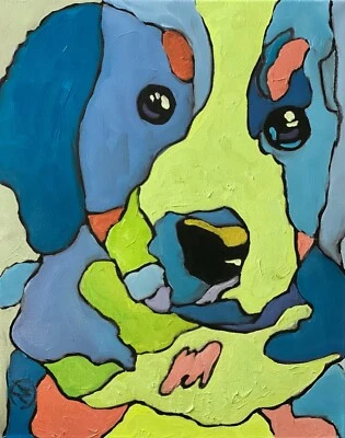 Pintura Nuevo Arte Original Óleo Obra de Arte Moderna Perro Bernés Retrato Óleo Sobre Lienzo Foto 1 de 2