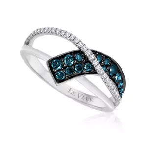 LeVian 14K White Gold G-H SI1 White Diamond 0.44 cts Band Ring Size 5.5 - Picture 1 of 1