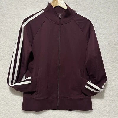 Chaqueta ATHLETA Para Mujer Circa Track Púrpura Brazo Rayas Bolsillos con Cremallera Cuello Simulado Talla M Foto 1 de 4
