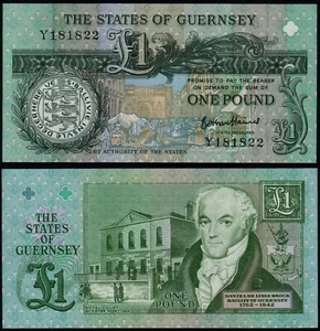 GUERNSEY 1 POUND HAINES (P52d) PREFIX Y UNC - Picture 1 of 1