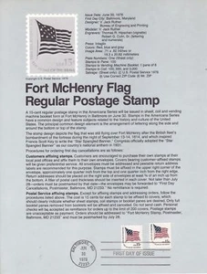 FDC stamp # 1618C 15-CENT Fort McHenry Flag 1978 USPS Souvenir Page - Picture 1 of 1