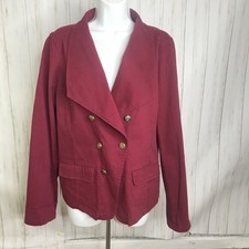 JustFab Size L  Red  Double Breasted Unlined Jacket Blazer NEW 
