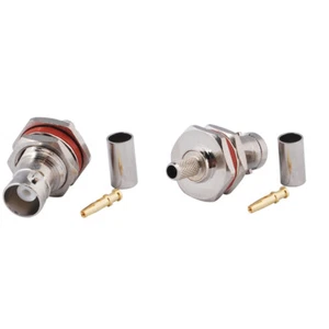 2-pack BNC Female Bulkhead Crimp Connector for RG58 LMR-195 RG400 RG142 Cable - Imagen 1 de 4