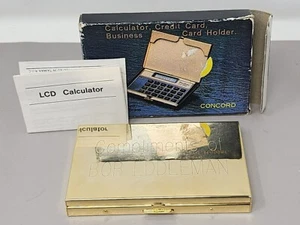 Portatarjetas de visita Concord vintage tono dorado y calculadora LCD - Imagen 1 de 10
