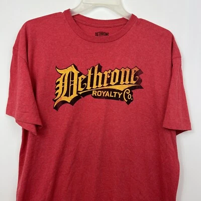 Dethrone Royalty Red Gold Black Logo T-Shirt Men’s XL Stay Ready Demand Respect - Image 1 of 4