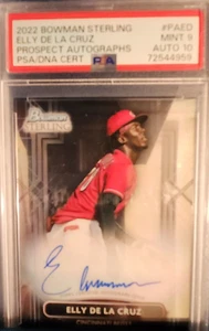 2022 ELLY DE LA CRUZ PROSPECT AUTO! PSA DUAL GRADED 9 &10. HARD SIGNED! BOWMAN! - Picture 1 of 5
