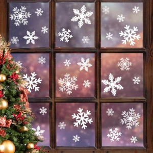 135pcs Christmas Window Clings Snowflakes Decals Static Sticker Decorations Xmas - Picture 1 of 12