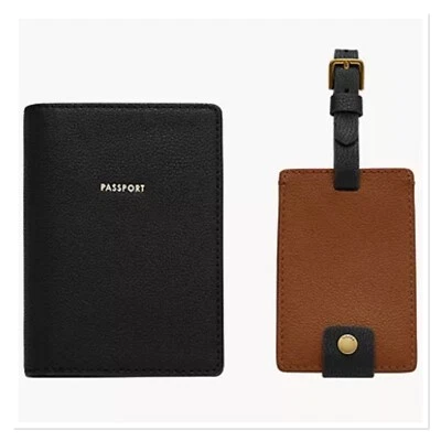 Juego de caja de regalo con etiqueta de pasaporte y equipaje FOSSIL Sofia - tostado/negro Foto 1 de 4