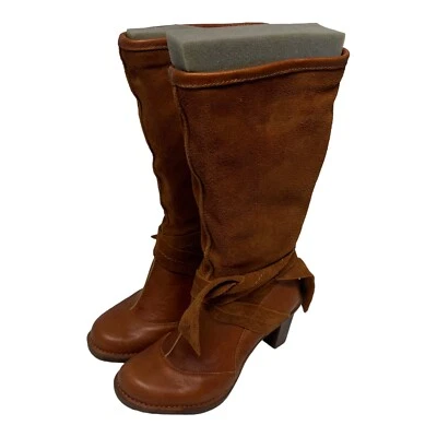 El Naturalista ~ Botas Altas de Cuero Marrón Suave Talla 36 Tacón de Cuña Cremallera Foto 1 de 4