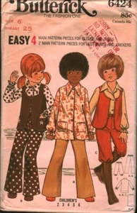 6424 Butterick Vintage SEWING Pattern 1970s Girls Blouse Vest Knickers Dress 6 - Picture 1 of 2