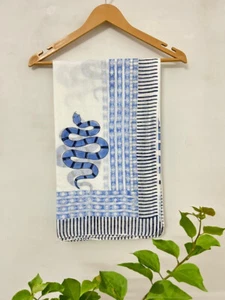 ALGODÓN Grande Sarong Playa Pareo Vestido Envolvente Traje de Baño Cubrir Mano Estampado de Bloque - Imagen 1 de 11