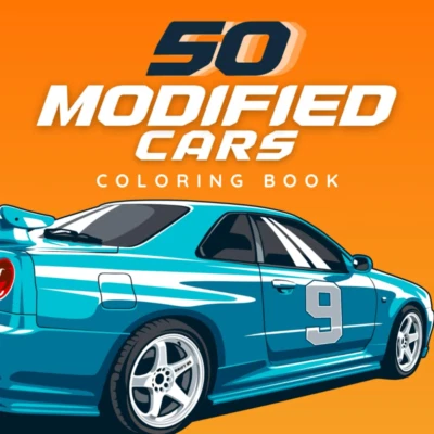 50 Modified Cars Coloring Book: Easy and Fun Car Designs to Color for Kids and T