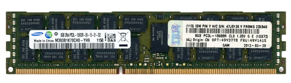 Server RAM Module IBM 49Y1415 M393B1K70CH0-YH9 8GB DDR3 Reg ECC 1333MHz - Image 1 of 1