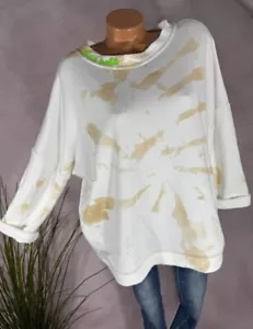 neu Sweatshirt OVERSIZED Pullover WEIß BEIGE 40 42 44 - Bild 1 von 5