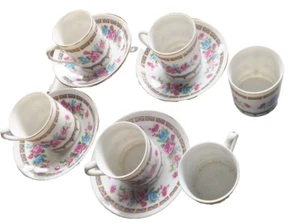 Vintage retro Coffee cup & saucer set floral pattern 6 cups 4 saucers Fine Chic - Picture 1 of 4