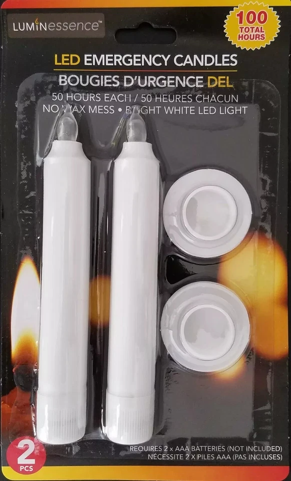 2/Pk x2 (4candles) Emergency LED Candles 5in'  200 Hours  Requires Batteries AAA - Image 1 of 1