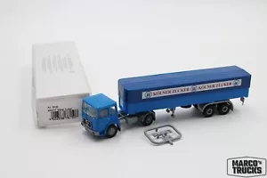 Semirremolque Brekina MAN F7 Flatbed/Tarpaulin "Kölner Zucker" No. 78150 1:87/BR - Imagen 1 de 1