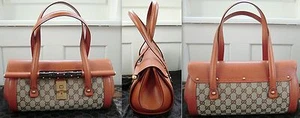 Original GUCCI Bamboo Brown Monogram Leather Bullet Shoulder Bag - Picture 1 of 4