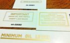 Triumph oil tank sticker set 4 1960-74 USE ONLY BP/DRAIN/ ENGLAND/MINIMUM LEVEL  Only $13.00 on eBay