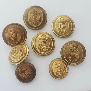 Set of 8 French Navy buttons 24-18mm tin back  - Picture 1 of 2