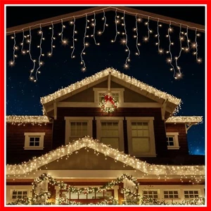 220 LED Weatherproof Icicle String Lights - Mains Powered, 7.5m Indoor/Outdoor - Picture 1 of 10
