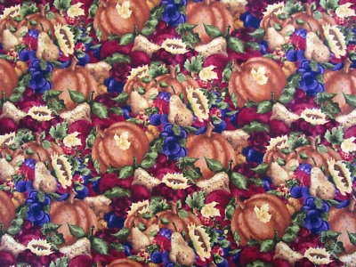 TELA DE ALGODÓN CAÍDA TOSCANA Cosecha Calabazas Hojas Peras Estampados Wilmington, 3 yardas Foto 1 de 4