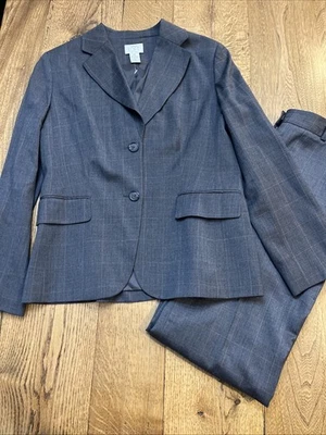 LOFT Mujer Dos Piezas Traje Pantalón Lana Gris Cuadros, Blazer 10P/Pantalones 8P** Foto 1 de 4