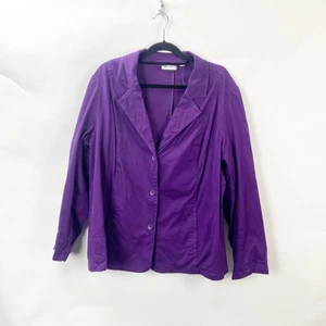 Chaqueta Blazer Denim & Co QVC 1X Plus Mujer Púrpura Caqui - Imagen 1 de 7