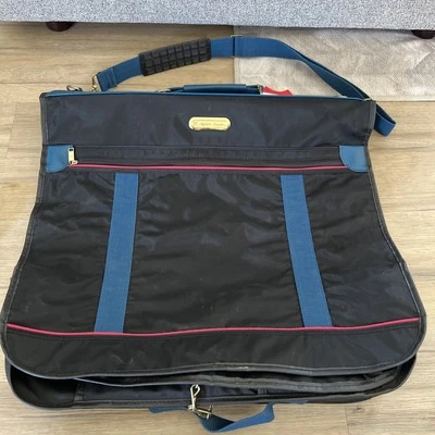 American Tourister Vintage 1986 Black Fabric Suitcase Retro Luggage With Wheels - Image 1 of 4