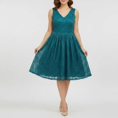 Vestido Gabby Skye para mujer 14 azul verdoso calce acampanado sin mangas encaje cóctel fiesta Foto 1 de 4