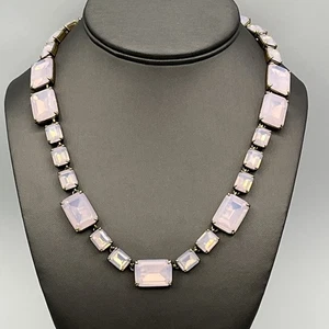 J. Crew Halskette rosa opalisierend facettiertes Glas Strass Statement Halskette 18" - Bild 1 von 11