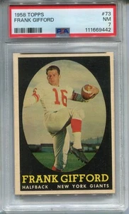 1958 Topps #73 Frank Gifford PSA 7 NM New York Giants - Picture 1 of 2